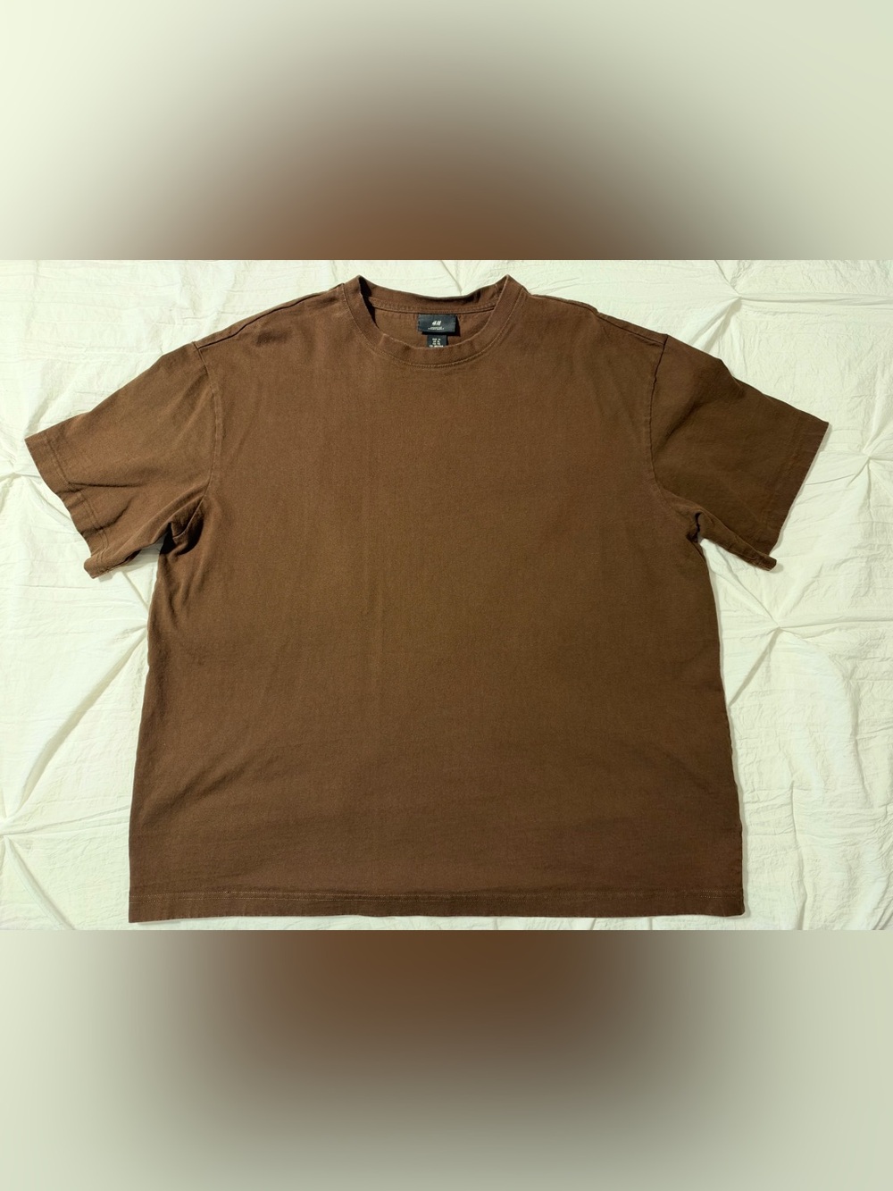 H&M Men's Brown Solid Loose Fit Crew Neck Short Sleeve T-Shirt Size XL